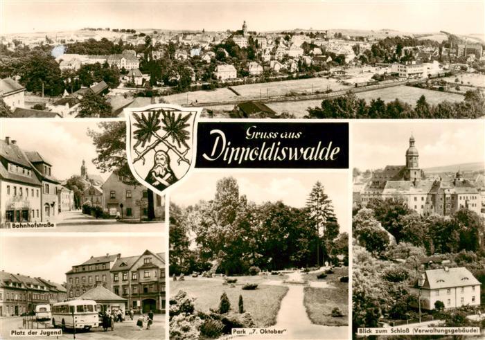 Dippoldiswalde Osterzgebirge Panorama Bahnhofstrasse Platz der Jugend Park 7. Ok