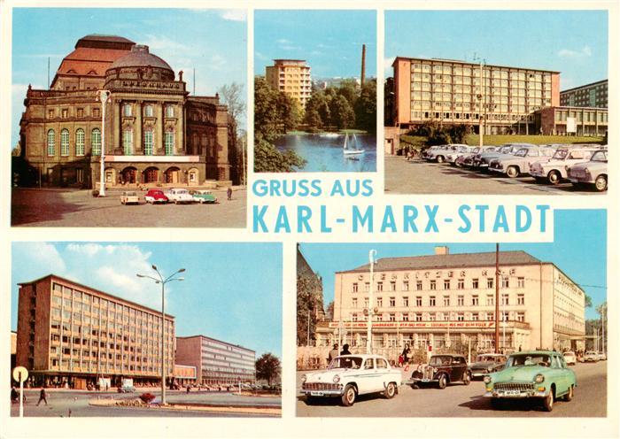 Karl-Marx-Stadt CHEMNITZ Opernhaus Schlossteich Interhotel Moskau Brueckenstrass