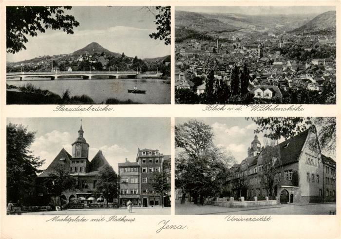 Jena  Thueringen Paradiesbruecke Blick von der Wilhelmshoehe Marktplatz mit Rath