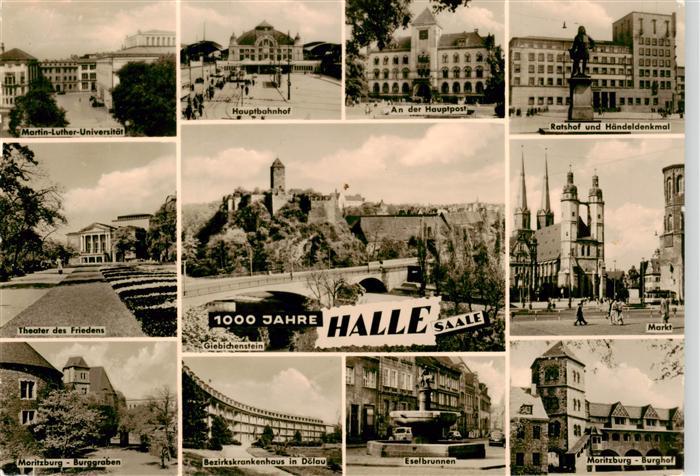 Halle  Saale Martin Luther Uni Hauptbahnhof Hauptpost Ratshof Haendeldenkmal Bur
