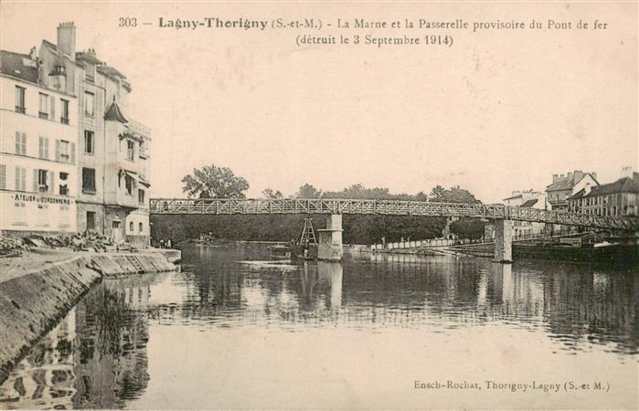 Lagny-Thorigny 77 La Marne et la Passerelle provisoire du