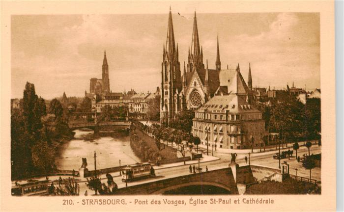 Strasbourg  Strassburg 67 Bas-Rhin Pont des Vosges Eglise St Paul et Cathedrale