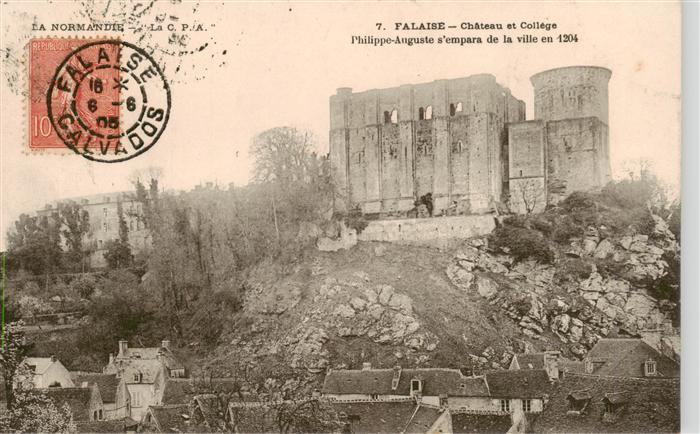 Falaise  14 Calvados Chateau et College Philippe Auguste s’empara de la vlle en
