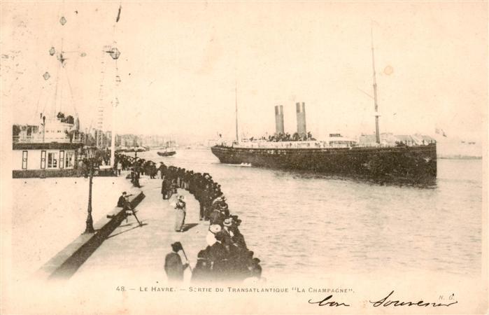 Le Havre Sortie du Transatlantique La Champagne