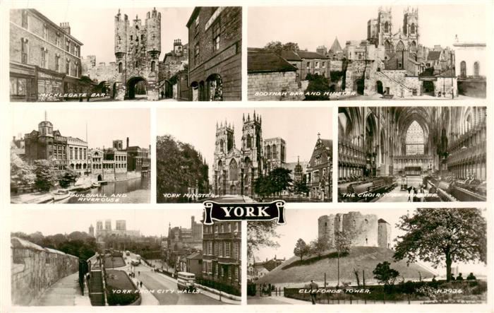 York  UK Mickelgate Bar Guildmall and Riverouse York from City Walls Bootham Bar