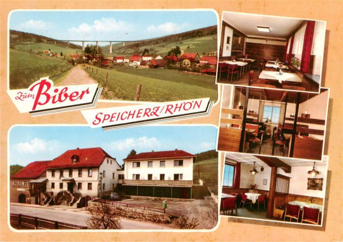 Speicherz Rhoen Motten Bayern Panorama mit Autobahnbruecke Gasthof zum Biber Gas