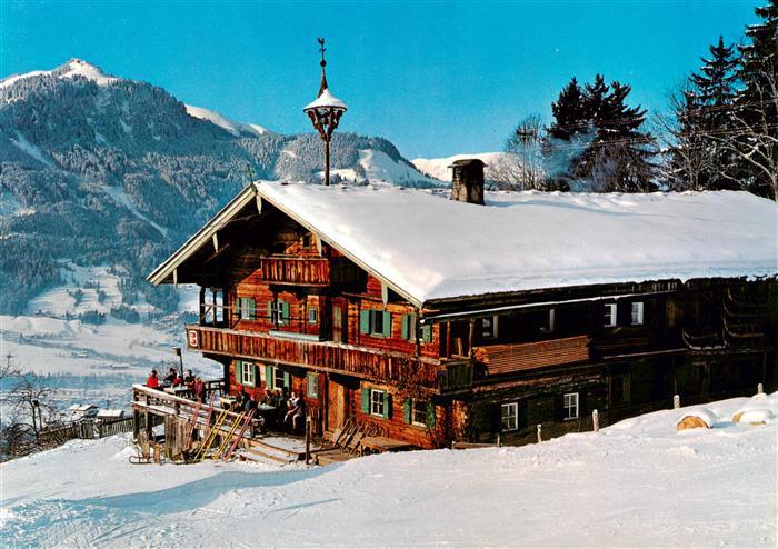Kitzbuehel Tirol AT Alpengasthaus Hagstein mit Hahnenkamm