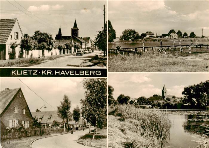 Klietz Ortsansicht mit Kirche Partie am Wasser