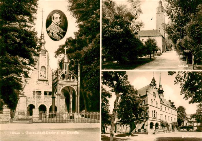Luetzen Sachsen-Anhalt Gustav Adolf Denkmal mit Kapelle Schloss Rathaus