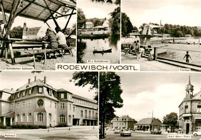 Rodewisch Schloesschen Goeltzsch Schlossinsel Freibad Rathaus Karl Marx Platz