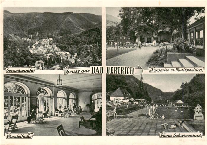 Bad Bertrich Panorama Kurgarten Musikpavillon Wandelhalle Diana Schwimmbad