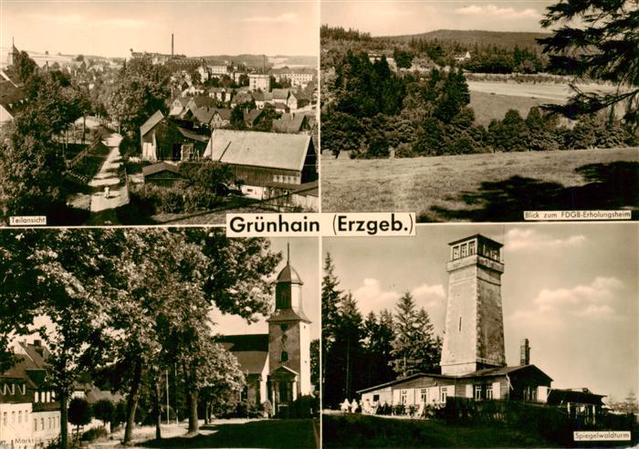 Gruenhain-Beierfeld Erzgebirge Teilansicht FDGB-Erholungsheim Markt Kirche Spieg