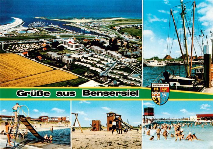 Bensersiel Fliegeraufnahme Fischerhafen Schwimmbad Strand