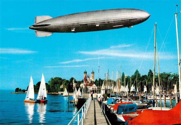 Friedrichshafen Bodensee Yachthafen mit Luftschiff Hindenburg LZ 129