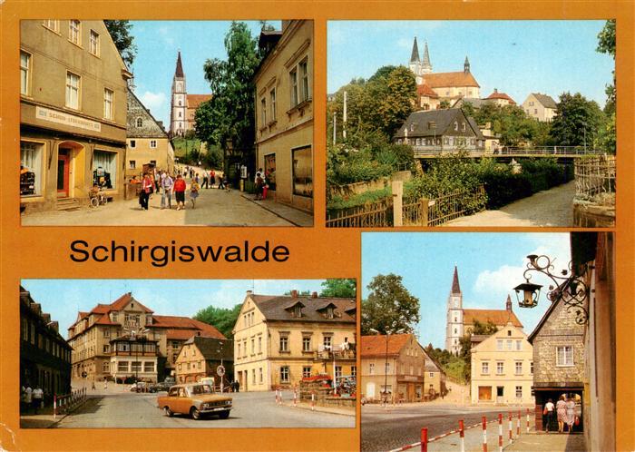 Schirgiswalde Blick vom Obermarkt Teilansicht Obermarkt Ernst Thaelmann Strasse