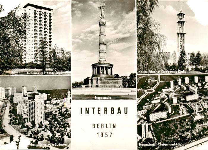 BERLIN  CITY Hochhaus im Hansaviertel Siegessaeule Kaiser Friedrich Gedaechtnisk