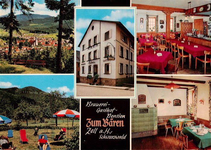 Zell Harmersbach Brauerei Gasthof Zum Baeren Gastraeume Liegewiese Panorama