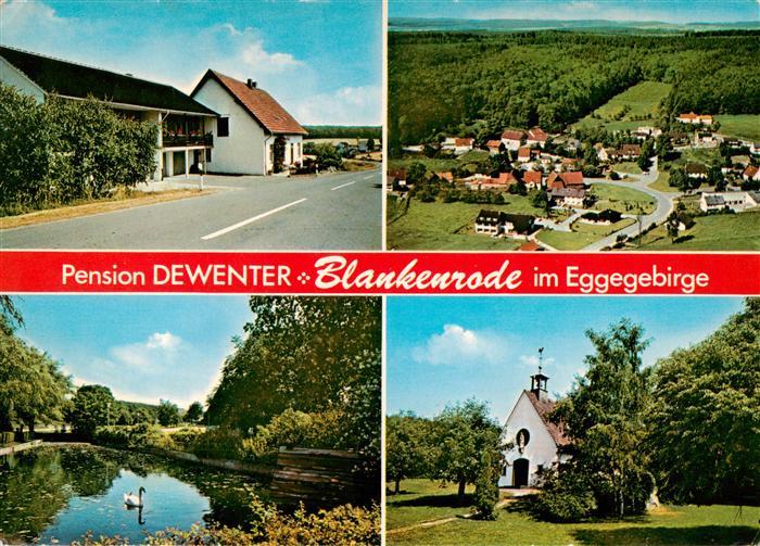 Blankenrode Pension Dewenter im Eggegebirge Schwanenteich Panorama Kapelle