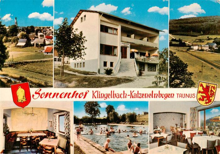 Katzenelnbogen Gasthof Sonnenhof Klingelbach Gastraeume Schwimmbad Panorama