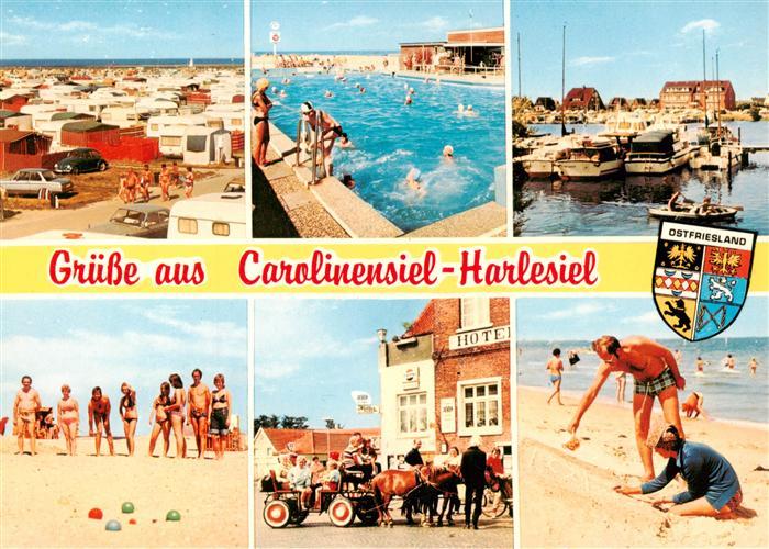 Carolinensiel-Harlesiel Ostfriesland Strandpartien Schwimmbad Hafen Pferdewagen