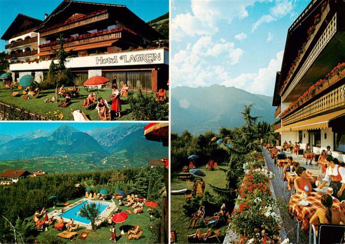 Schenna Meran Trentino IT Hotel Lagren Terrasse Freibad