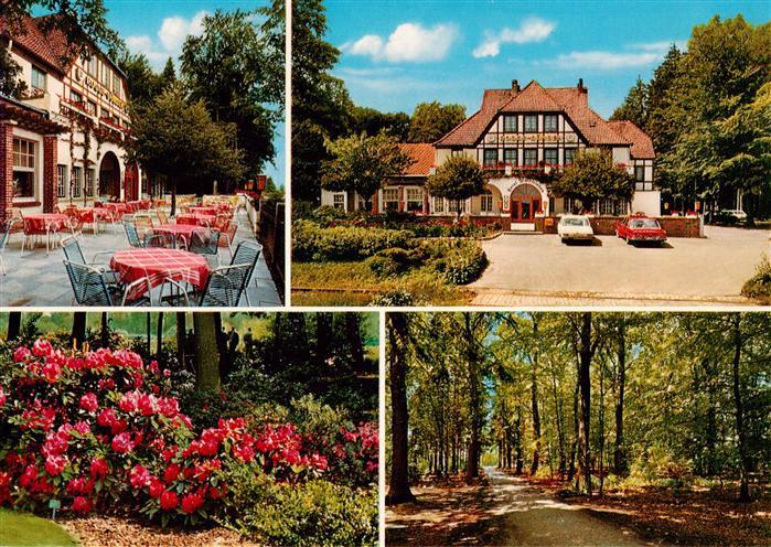 Duensen Bassum Hotel Waldfrieden Terrasse Rosenbusch Waldpartie