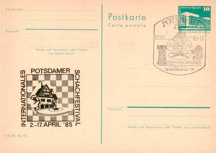 Schach Chess Echecs Internationale Vestival Potsdamer 1985