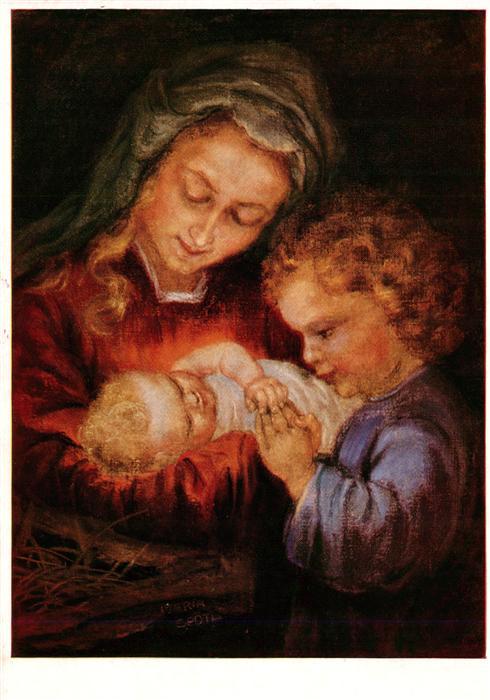 Spoetl Maria Kuenstlerkarte Nr. 486 Sei gegruesst o Kindlein