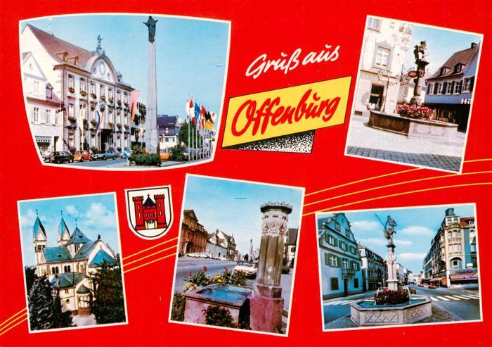 Offenburg Saeule Brunnen Kirche Strassenpartien