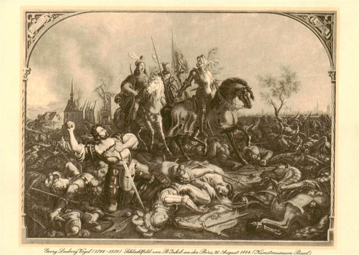 Birsfelden BL Schlachtfeld von St Jakob an der Birs August 1944 Gemaelde