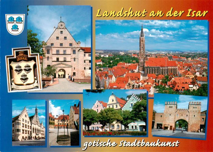 Landshut  Isar Stadttor Panorama Kirche Stadtmauer Brunnen