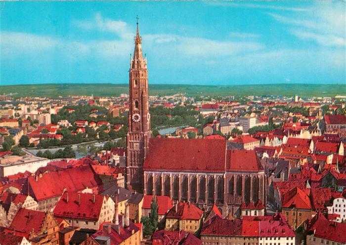 Landshut  Isar Stadtansicht mit Kirche