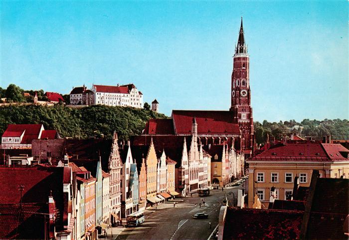 Landshut  Isar Altstadt mit St Martinskirche und Burg Trausnitz