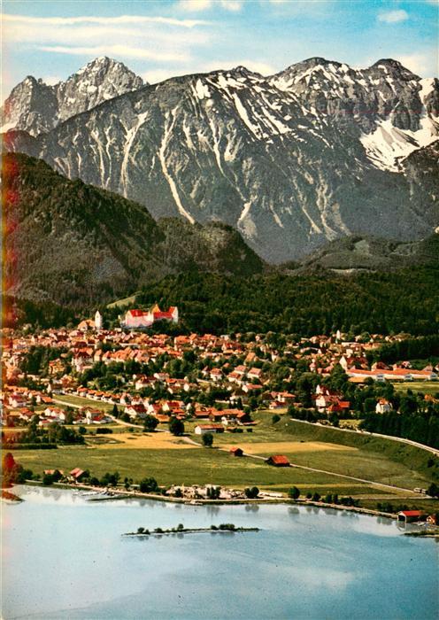 Fuessen Allgaeu Fliegeraufnahme mit Kellenspitze und Schlicken