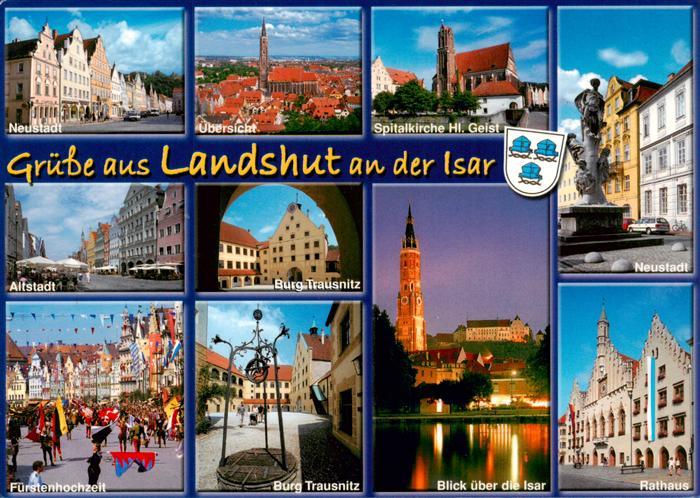 Landshut  Isar Neustadt uebersicht Spitalkirche Hl Geist Altstadt Burg Trausnitz