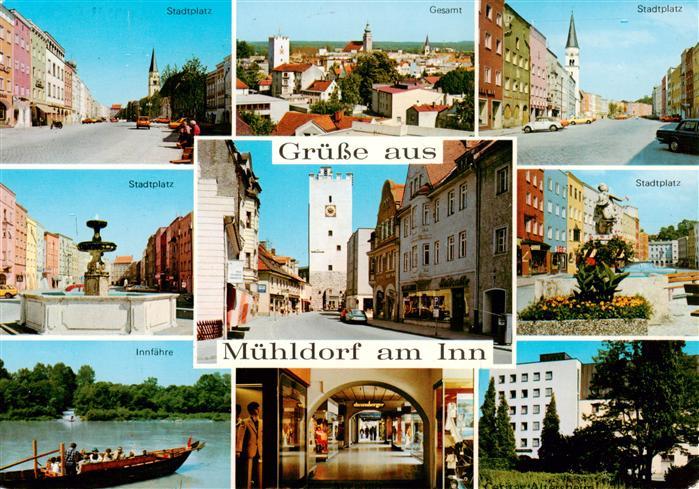 Muehldorf  Inn Stadtplatz Panorama Innfaehre Einkaufspassage Stadttor