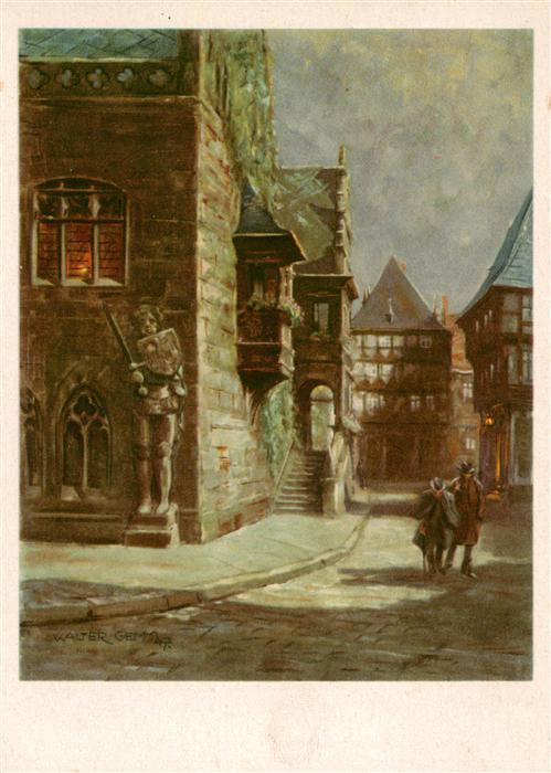 Alt Halberstadt Mondnacht am Holzmarkt Gemaelde