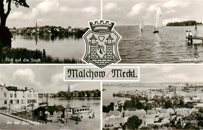 Malchow Stadtblick Fleesensee Drehbruecke Teilansicht