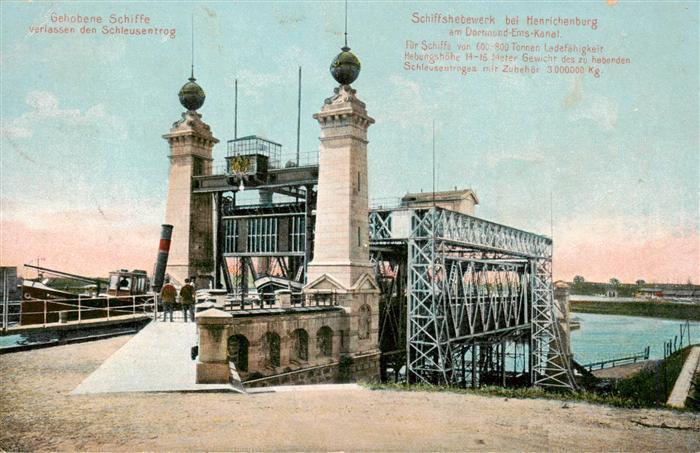 Henrichenburg Schiffshebewerk Gehobene Schiffe verlassen den Schleusentrog