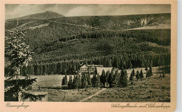 Riesengebirge Krkonose Karkonosze Schlingelbaude mit Schneekoppe