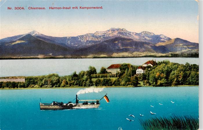 Chiemsee Bayern Herren Insel mit Kampenwand