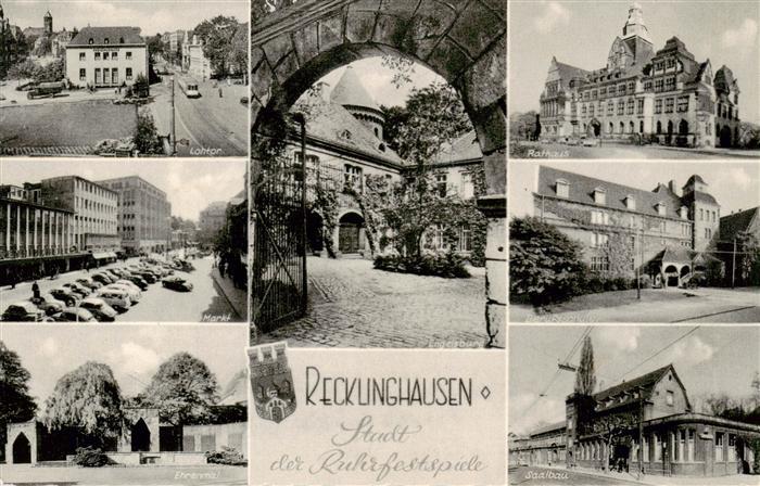 Recklinghausen  Westfalen Lohtor Markt Ehrenmal Rathaus Saalbau Berufsschule