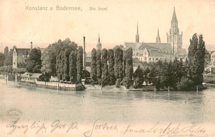 Konstanz Bodensee Die Insel Blick zur Altstadt Kirche