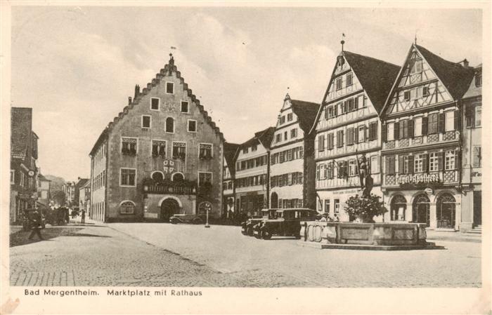 Bad Mergentheim Marktplatz mit Rathaus Brunnen Altstadt Fachwerkhaeuser