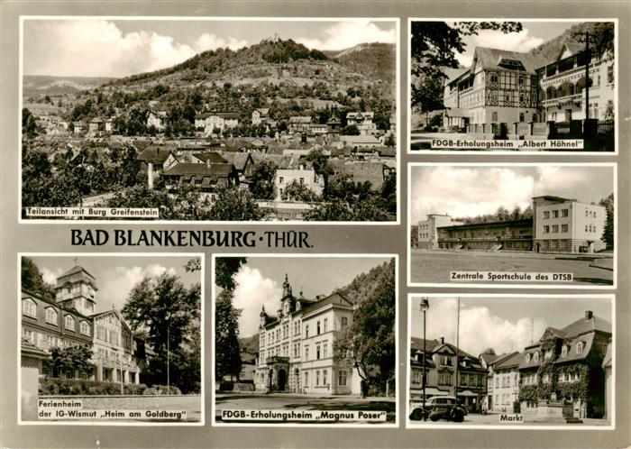 Bad Blankenburg Panorama mit Burg Greifenstein FDGB Erholungsheim Albert Haehnel