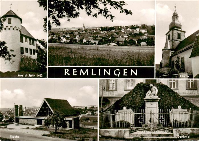 Remlingen Unterfranken Burg anno 1402 Panorama Kirchen Denkmal