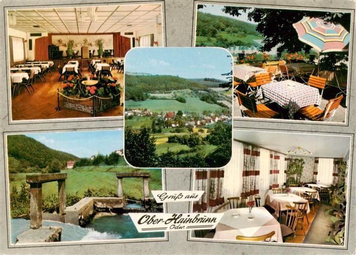 Ober-Hainbrunn Gaststaette Pension Zur Krone Gastraeume Terrassee Panorama