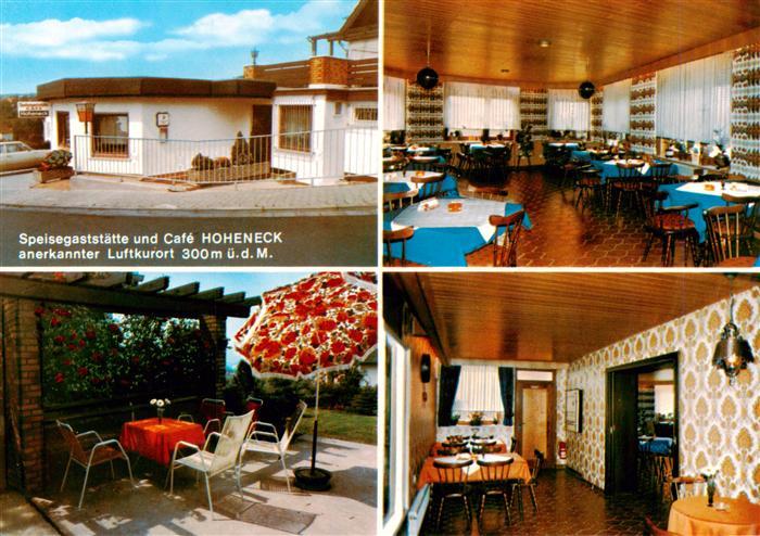 Luetzelbach Odenwald Gaststaette Cafe Hoheneck Terrasse Gastraeume