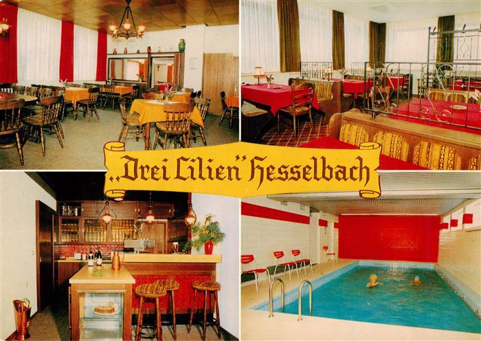 Hesselbach Odenwald Gasthaus Pension Drei Lilien Gastraeume Bar Hallenbad