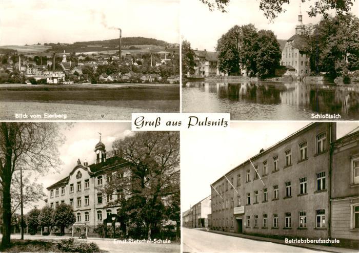 Pulsnitz Sachsen Blick vom Eierberg Schlossteich Ernst Rietschel Schule Betriebs